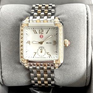 Michele Watch -0.3 CT TW, mother of pearl face, gold plated/stainless steel band